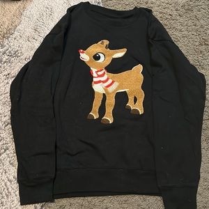 Rudolph fleece graphic sweatshirt, black size medium